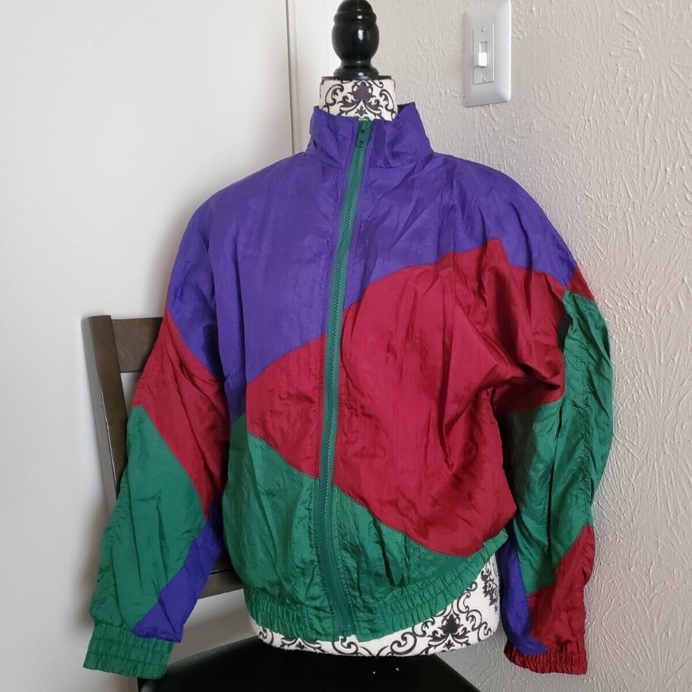 VTG Robert Scott Ltd Blocking Colors Windbreaker Jacket Women Unisex S Nylon EUC